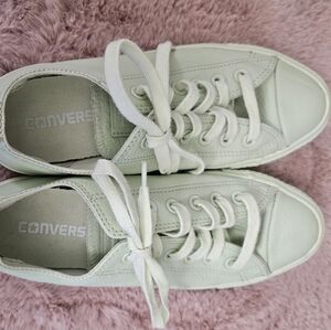 CONVERSE ALL STAR LEATHER Mint Green Sz 6 Men, 8 Women Sneakers/Trainers Low Top